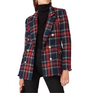 NWT plaid tweed double-breasted blazer